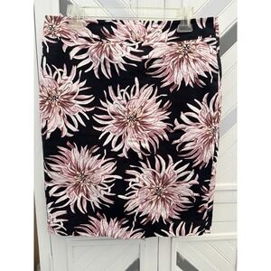 Ann Taylor Factory Women's Size‎ 10 Black Pink Floral Flower Lined Pencil Skirt
